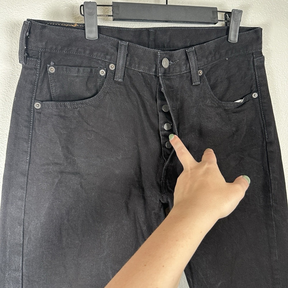 Levi's 501 Original Straight Fit Button Fly Black Jeans Mens Size 34x36 Classic - Picture 3 of 8